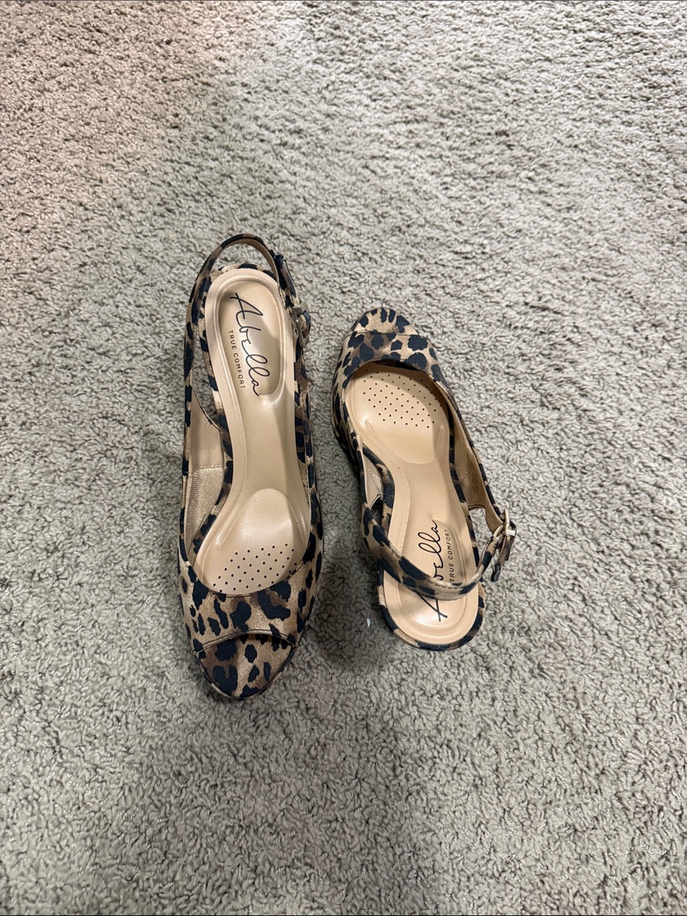 Ava & Aiden (11) Leopard Print Peep-Toe Slingback Heels - Tan & Black